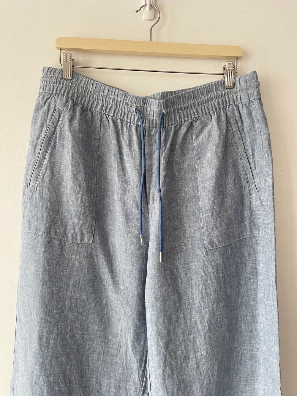 Athleta Retreat Linen Wide Leg Pants Chambray Blue 14 - Picture 3 of 9